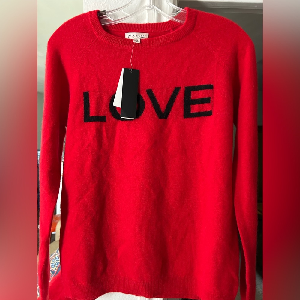 NWT Philosophy Women's 100%

Cashmere Sweater "Love"